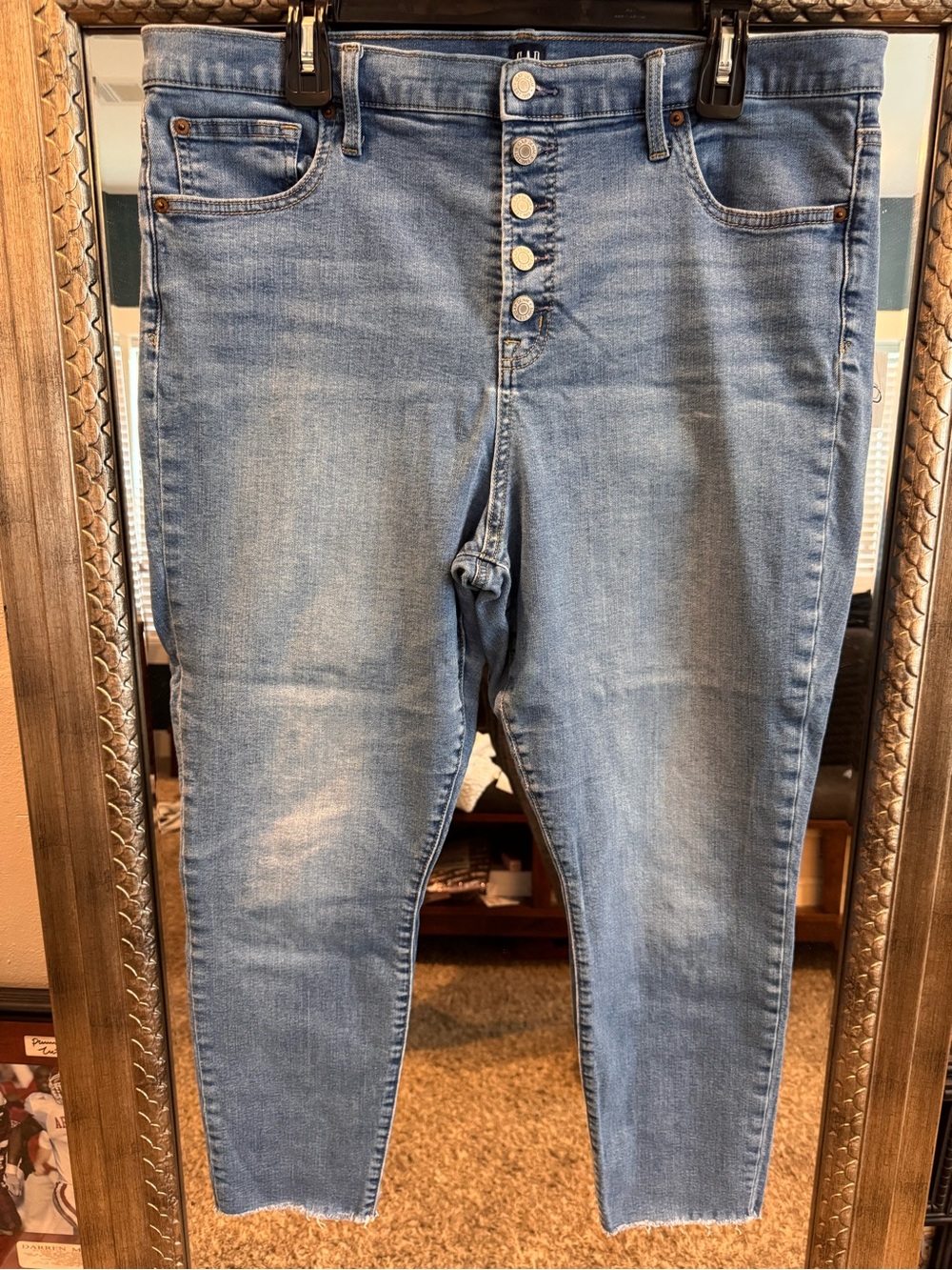 GAP Women's True Skinny Jeans with Button-Front Closure - Light Blue Denim